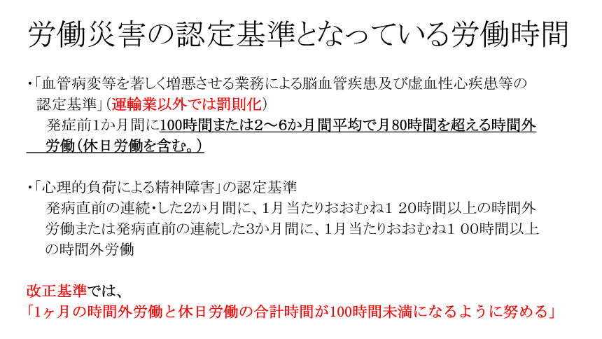 労働災害の認定基準となっている労働時間