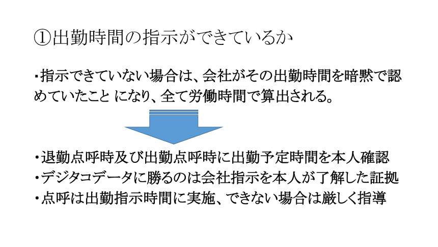 ①出勤時間の指示ができているか